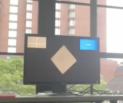 Crosshair view indicating blue-pixel center of mass