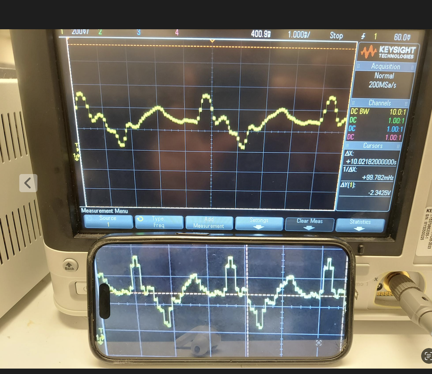 Oscilloscope waveform